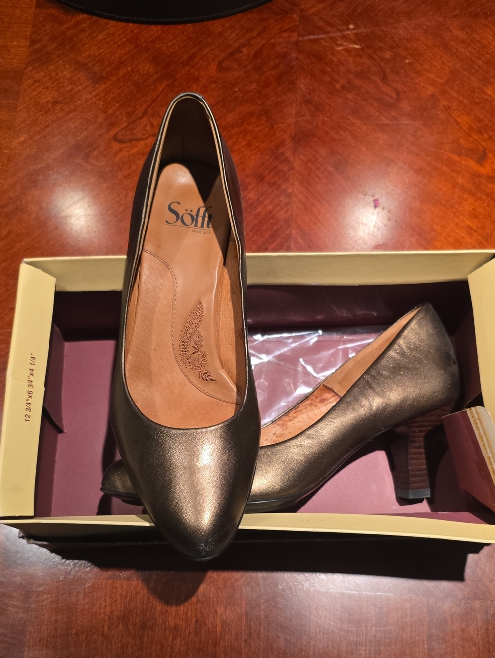Sofft Metallic Bronze Low Block Heel Pumps